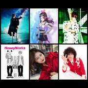上段左から天月-あまつき-、Kizuna AI、Gero、下段左からHoneyWorks、八田エミリ、みの(ミノタウロス)。