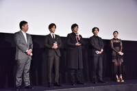 「AI崩壊」初日舞台挨拶の様子。