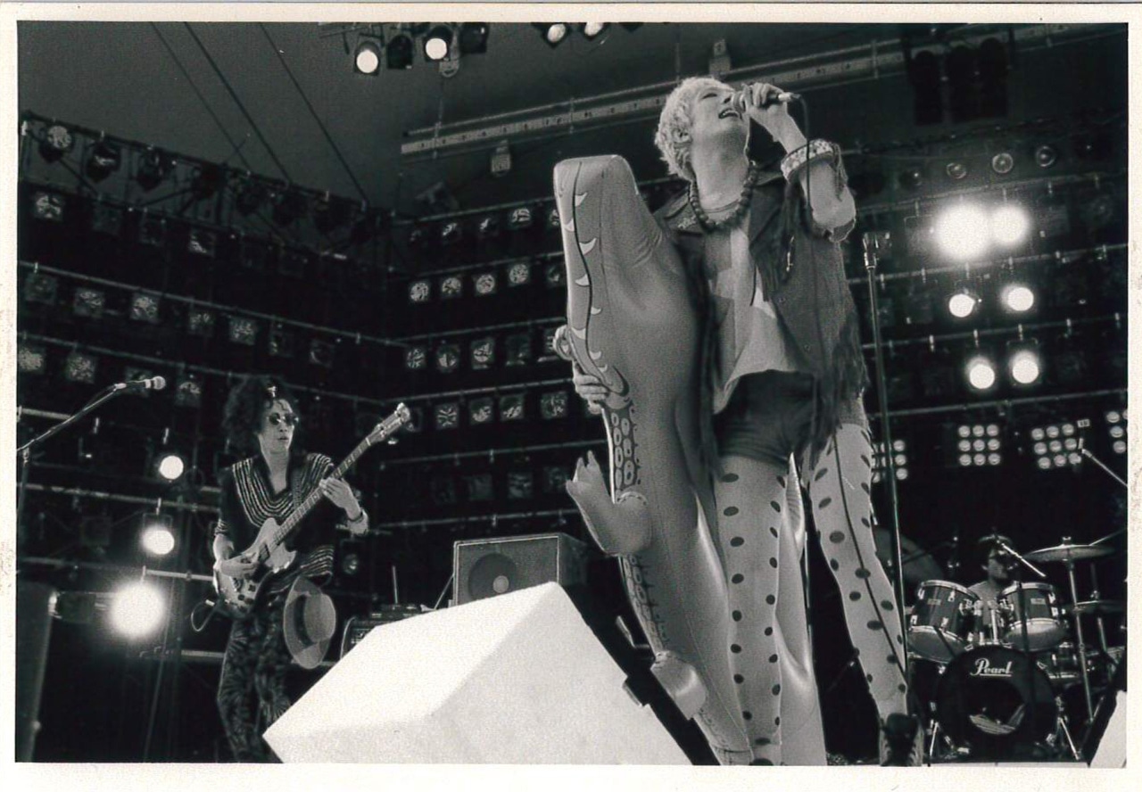 1988年8月に東京・よみうりらんどEASTで行われたライブイベント「ワンダーランドロックフェス」出演時の様子。
