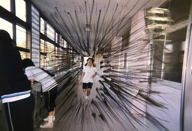 廊下を激走する中学時代のちゃんまい。