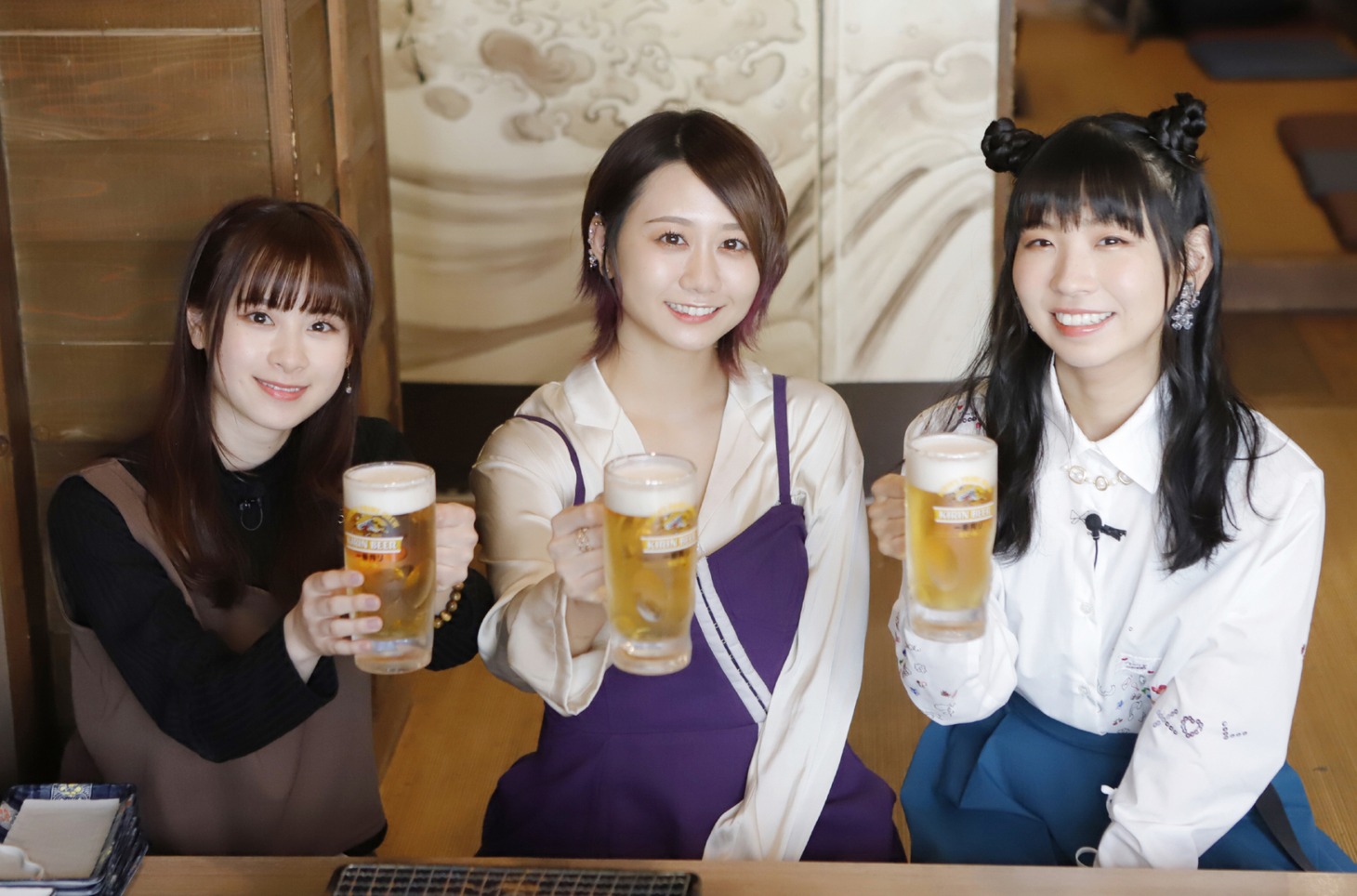 左から前田佳織里、古畑奈和（SKE48）、古川未鈴（でんぱ組.inc）。(c)VAP・BS日テレ・PONY CANYON