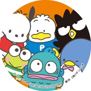 上段左からポチャッコ、あひるのペックル、バッドばつ丸。下段左からけろけろけろっぴ、ハンギョドン、タキシードサム。(c)’79,’85,’88,’89,’90,’93,’20 SANRIO 著作（株）サンリオ