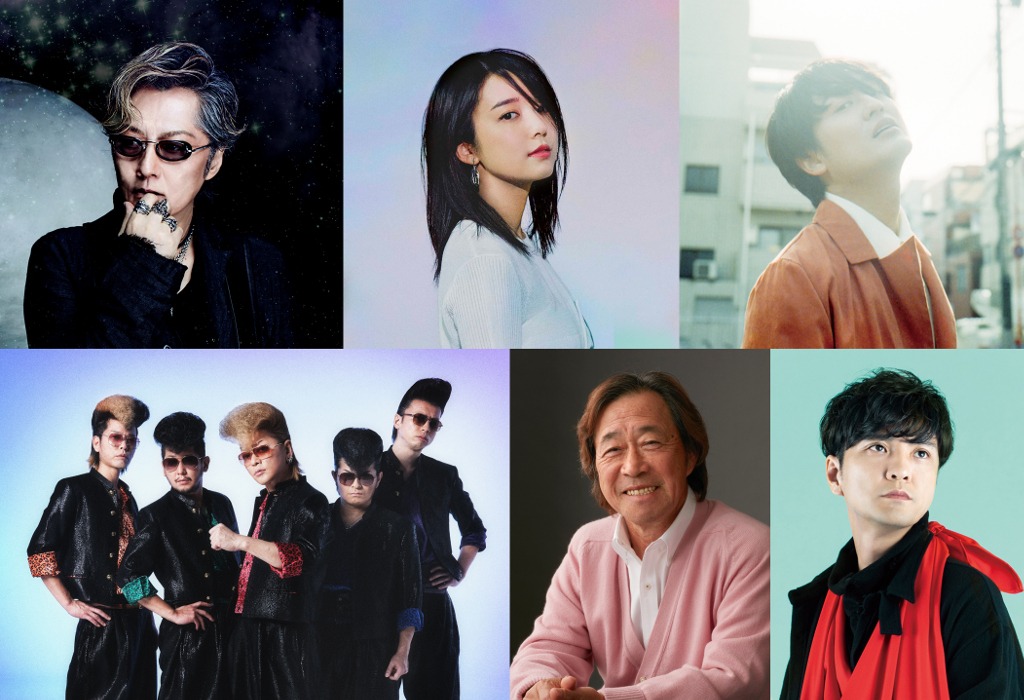 「CDTVスペシャル！ 卒業ソング音楽祭2020」の追加出演アーティスト。左上から時計回りに石井竜也、上白石萌音、尾崎裕哉、森山直太朗、武田鉄矢、氣志團。