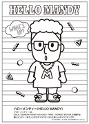 「ハローメンディー」のぬり絵素材 (c)LDH ASIA (c)2018, 2020 SANRIO CO., LTD.