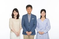 tvk「ハマナビ」出演アナウンサー。左から芦崎愛、根岸佑輔、佐藤美樹。