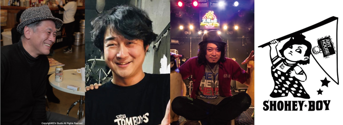 左から児島勝店長（チキンジョージ）、南出渉店長（神戸VARIT.）、風次店長（MUSIC ZOO KOBE 太陽と虎）、西本昇平店長（ART HOUSE）。