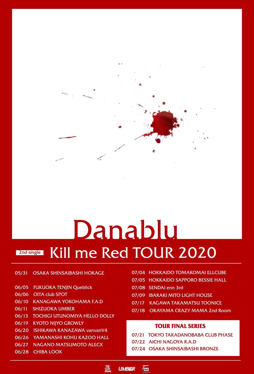 Danablu「"Kill me Red" TOUR 2020」フライヤー