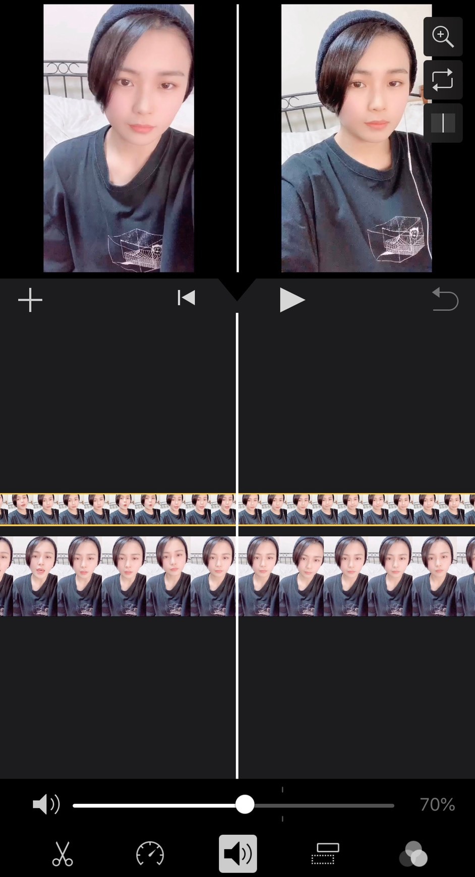 平井美葉の動画編集画面。