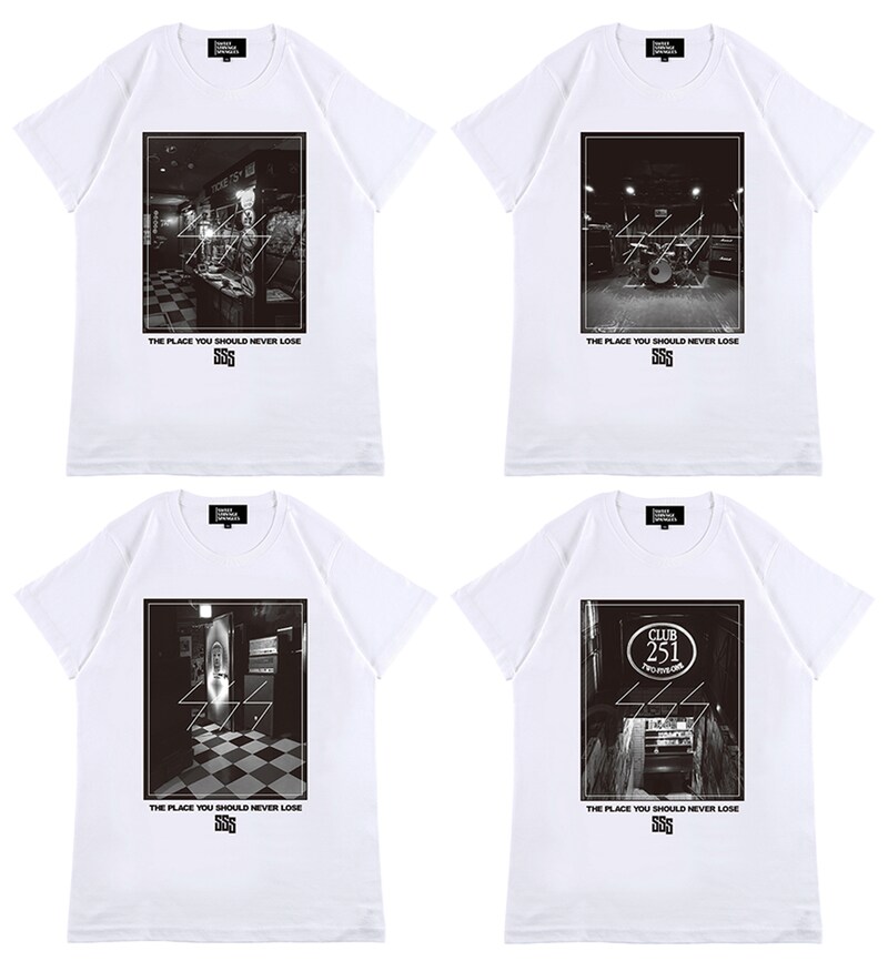 左上から時計回りに新宿LOFT、新宿Live Freak、下北沢CLUB251、音処 手刀のデザイン。