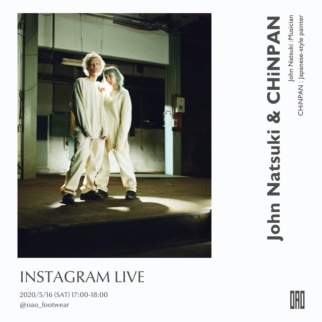 John Natsuki＆CHiNPAN、OAOとのコラボスニーカー発売記念し本日17:00より生配信イベント