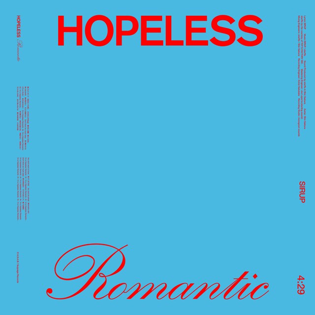 SIRUP「HOPELESS ROMANTIC」配信ジャケット
