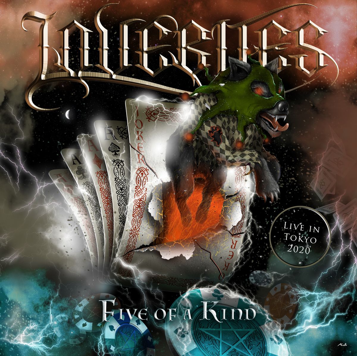 LOVEITES「FIVE OF A KIND - LIVE IN TOKYO 2020」DVD盤ジャケット