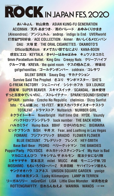 「ROCK IN JAPAN FESTIVAL 2020」出演者一覧