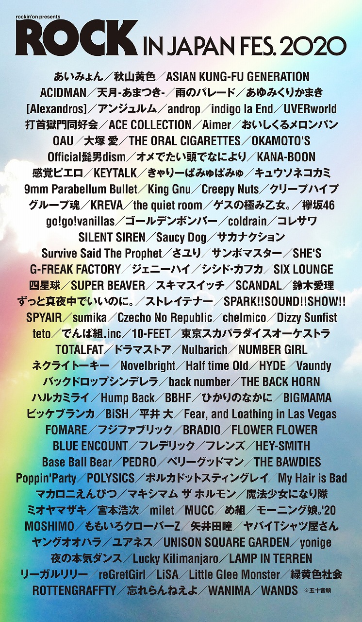 「ROCK IN JAPAN FESTIVAL 2020」出演者一覧