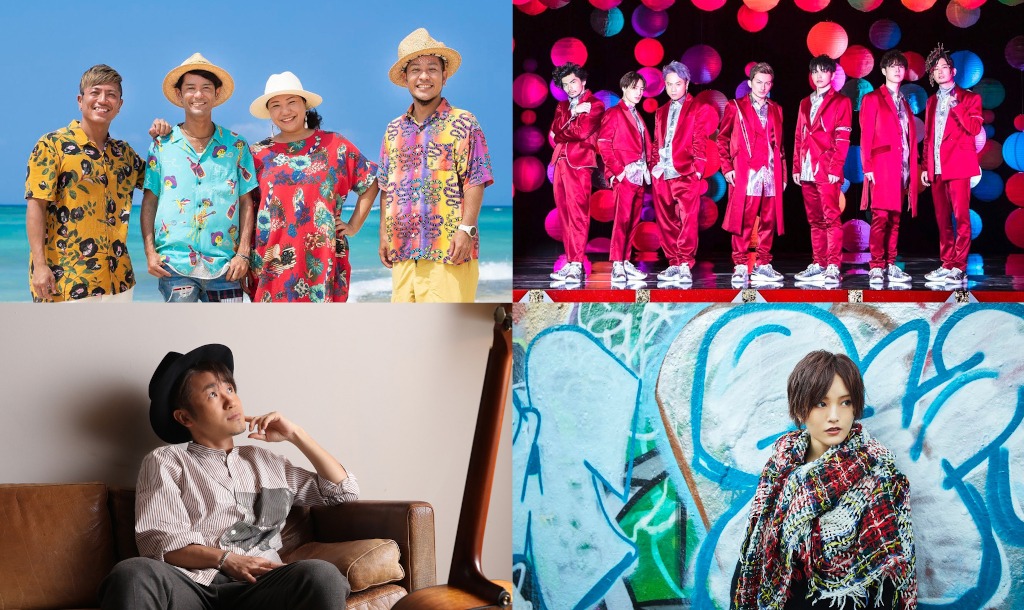 「CDTVライブ！ライブ！」5月15日放送回の出演者。左上から時計回りにHY、DA PUMP、山本彩、ナオト・インティライミ。