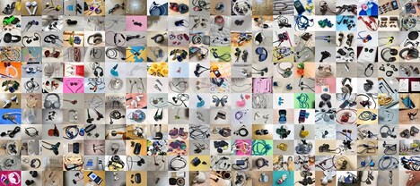 「あなたのイヤホン見せて下さい！ みんなで作るモザイクアート！」に寄せられた写真。