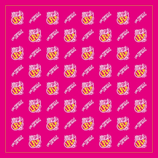「LFLH バンダナ（Designed by Kj）＋ライブハウス支援ソング『斜陽』ダウンロードコード」デザイン