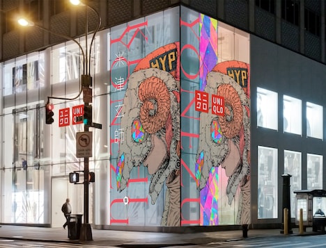 米津玄師ラッピングが施されたアメリカ・ユニクロニューヨーク5番街店。