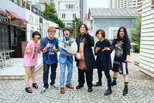 左からしばたありぼぼ、HIKAKIN、カンタ、トミー、こやまたくや、もりもりもと。