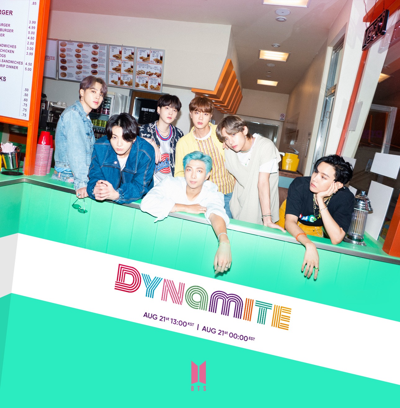 人気画像3位は「BTS、ドーナツ＆サンドイッチショップで撮影した『Dynamite』3rdティザービジュアル」より、BTS「Dynamite」3rdティザー写真（写真提供：Big Hit Entertainment）。
