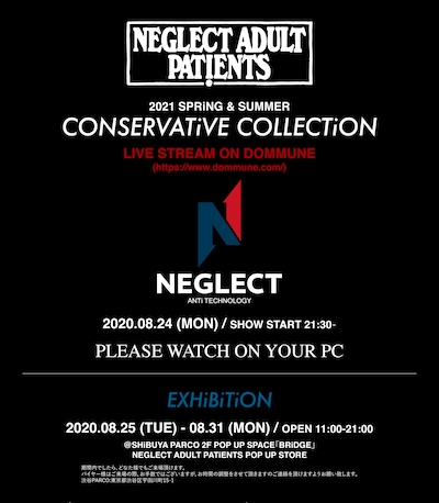 NEGLECT ADULT PATiENTS 2021 SPRiNG ＆ SUMMER「CONSERVATiVE COLLECTiON」告知ビジュアル