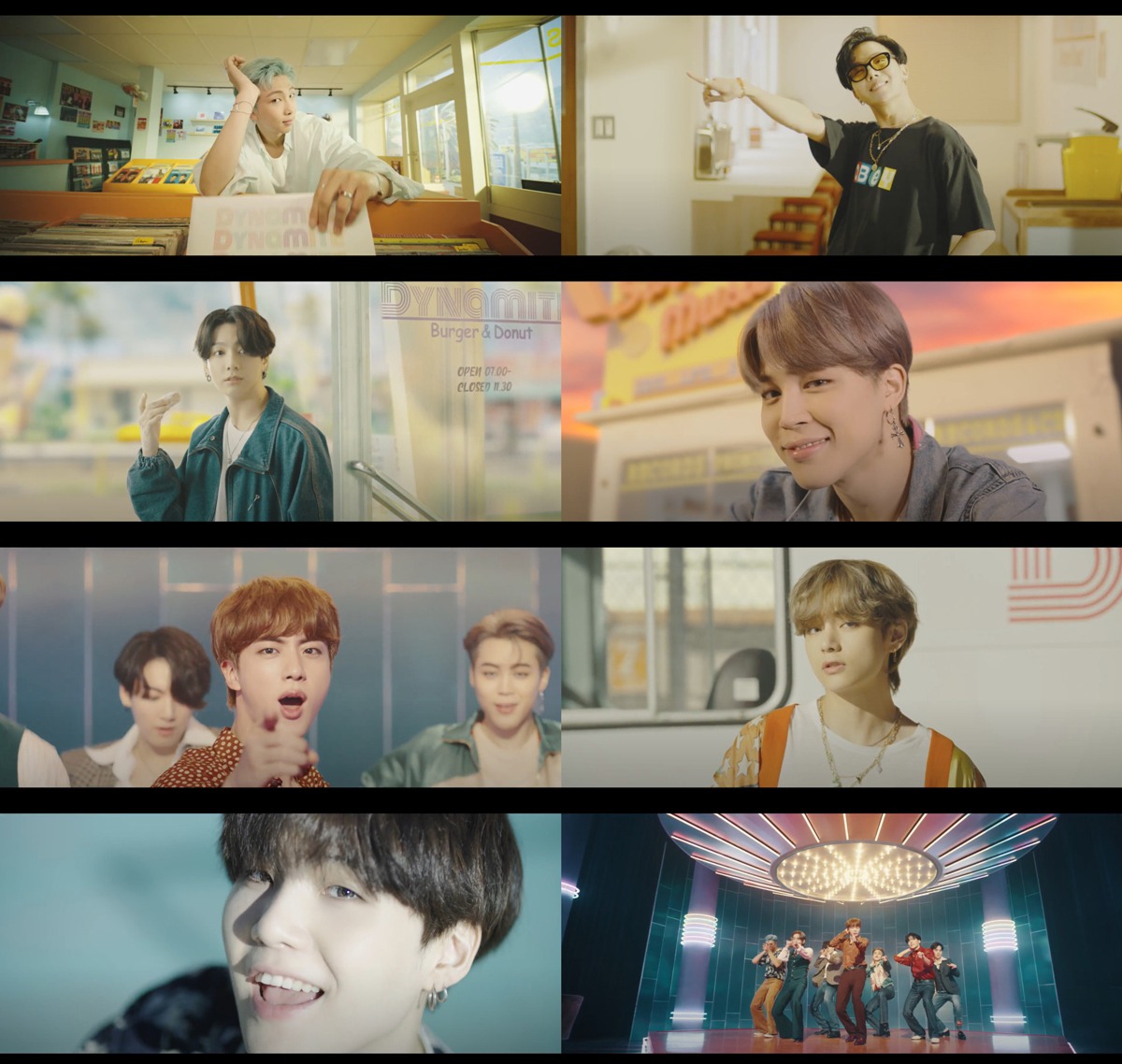 BTS「Dynamite」ミュージックビデオのキャプチャ一覧。（写真提供：Big Hit Entertainment）