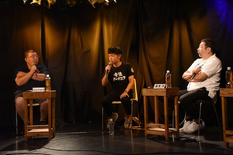 左から川上アキラ、並木愼一郎、湯浅洋。