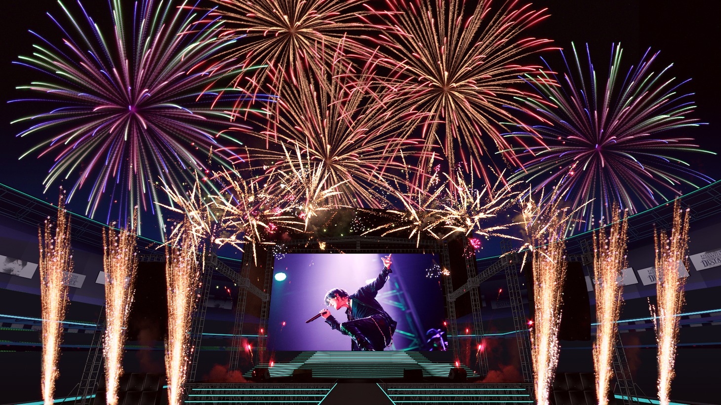 「KYOSUKE HIMURO 60th ANNIVERSARY ONLINE HANABI LIVE "DISTANCE"」のイメージ。