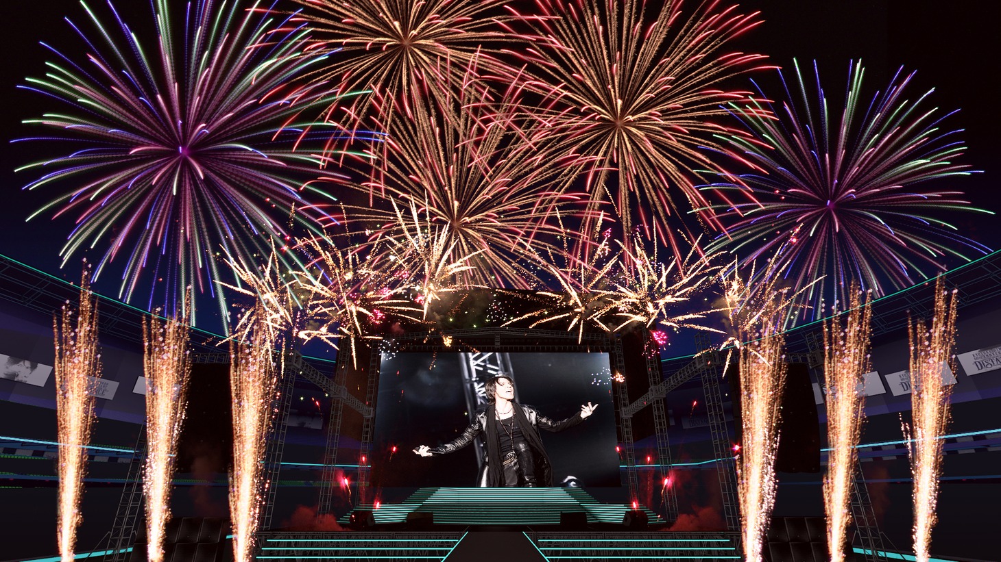 「KYOSUKE HIMURO 60th ANNIVERSARY ONLINE HANABI LIVE "DISTANCE"」のイメージ。