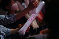 両手にスティックバルーンを持つ観客。（写真提供：代々木アニメーション学院）