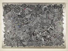 「FREESTYLE 2020 大野智 作品展」に展示されている巨大細密画。