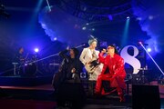 「Rain Dance」をパフォーマンスする三浦大知、MIYAVI、KREVA。（Photo by Teppei Kishida、Riei Nakagawara）