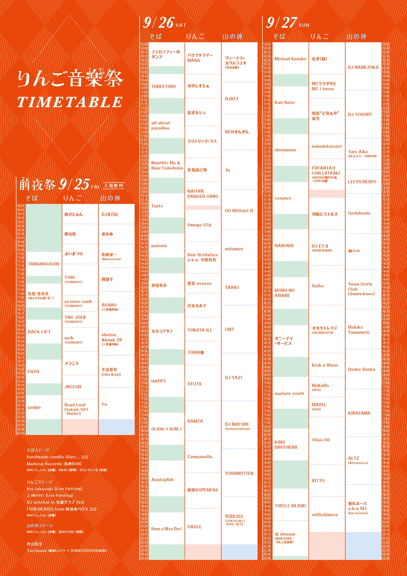 「りんご音楽祭2020」タイムテーブル