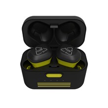 「hide TRUE WIRELESS STEREO EARPHONES」“rocket dive Type”イヤフォンと充電ケース。