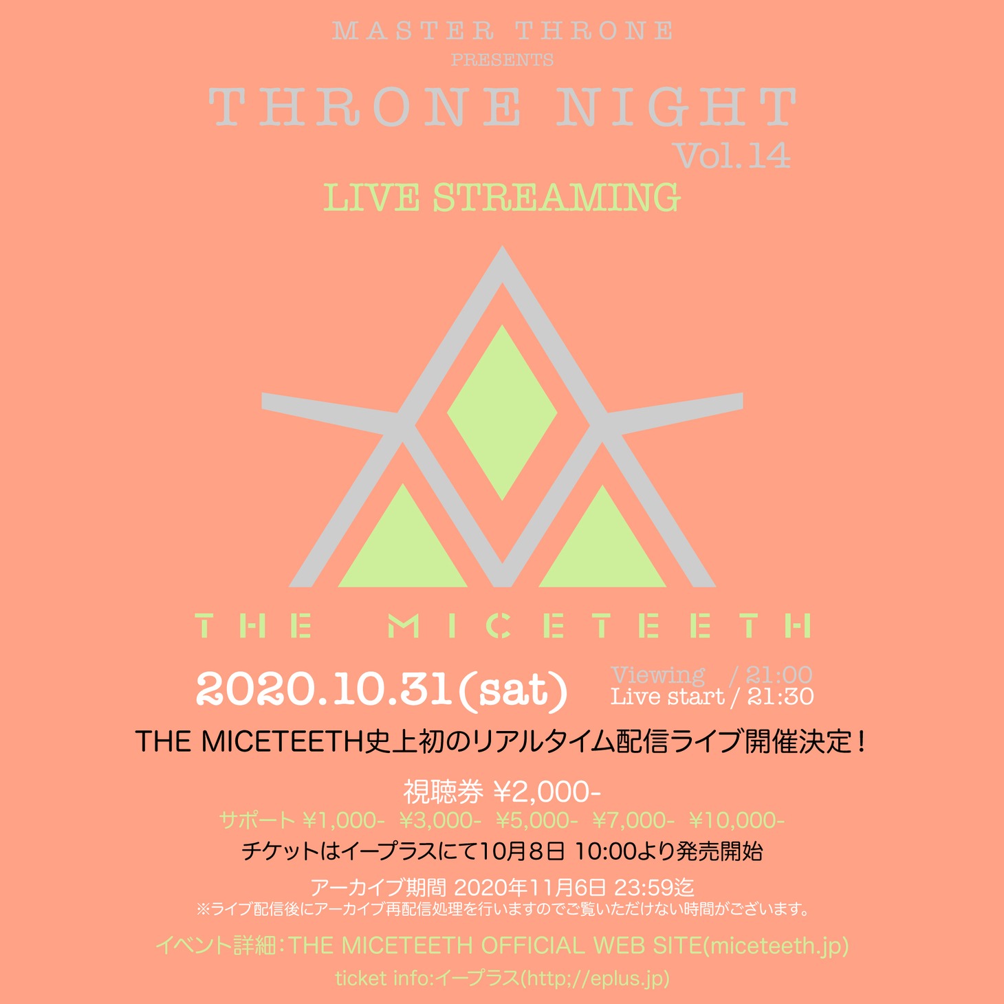 THE MICETEETH「THRONE NIGHT vol.14 LIVE STREAMING」告知ビジュアル