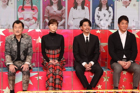 左から吉田鋼太郎、上野樹里、三浦翔平、長嶋一茂。(c)フジテレビ