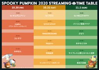 「SPOOKY PUMPKIN 2020 STREAMING」タイムテーブル