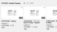 動画「404 NOT FOUND」公開時の米津玄師YouTube公式チャンネル。