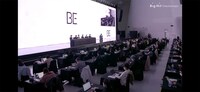 BTS「BE」グローバルプレスカンファレンスの様子。（YouTube「BANGTANTV」より）
