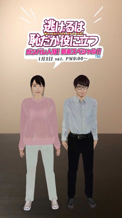 「逃げるは恥だが役に立つ ガンバレ人（c）TBS類！新春スペシャル!!」ARフィルターのイメージ画像。