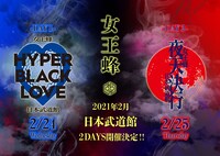 女王蜂 単独公演「HYPER BLACK LOVE」「夜天決行」ビジュアル