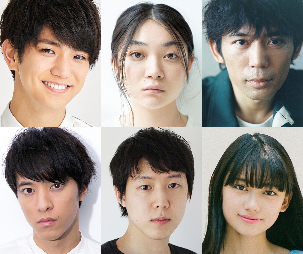 舞台「染、色」のキャスト。左上から時計回りに正門良規（Aぇ！group、関西ジャニーズJr.）、三浦透子、岡田義徳、黒崎レイナ、小日向星一、松島庄汰。
