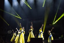 「イエローライト」を歌うエビ中とたむらぱん（左から3番目）。