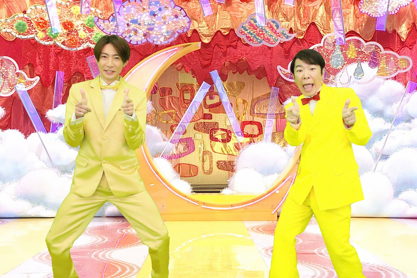 相葉雅紀（嵐）とダンディ坂野。(c)フジテレビ