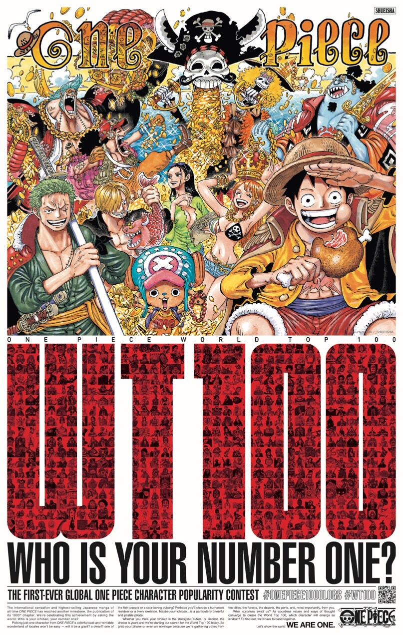 第1回 ONE PIECEキャラクター世界人気投票 WT100」告知