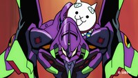 「『新世紀エヴァンゲリオン』OP映像 にゃんこ大戦争ver.」のワンシーン。