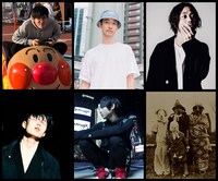 上段左から、imai（group_inou）、KM、GeG（変態紳士クラブ）、下段左から篠田ミル（yahyel）、banvox、world's end girlfriend。