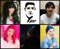 上段左からDaoko、鎮座DOPENESS、dodo、下段左からvalknee、ralph、Rachel（chelmico）。