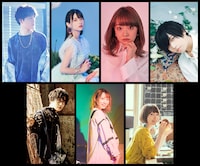 上段左から入野自由、上坂すみれ、大橋彩香、斉藤壮馬、下段左から寺島拓篤、夏川椎菜、花澤香菜。