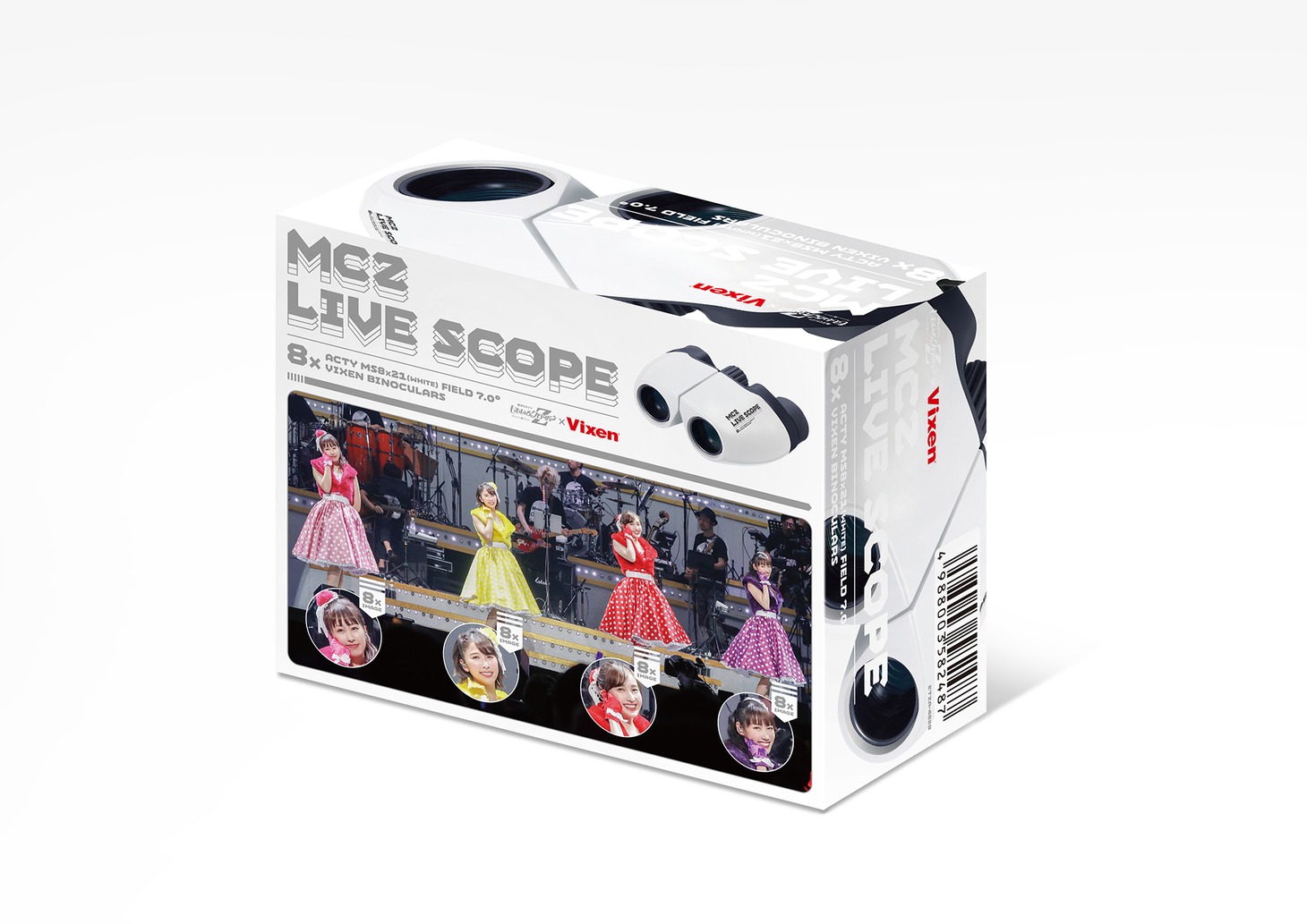 ももいろクローバーZとビクセンのコラボ双眼鏡「MCZ LIVE SCOPE」パッケージ。